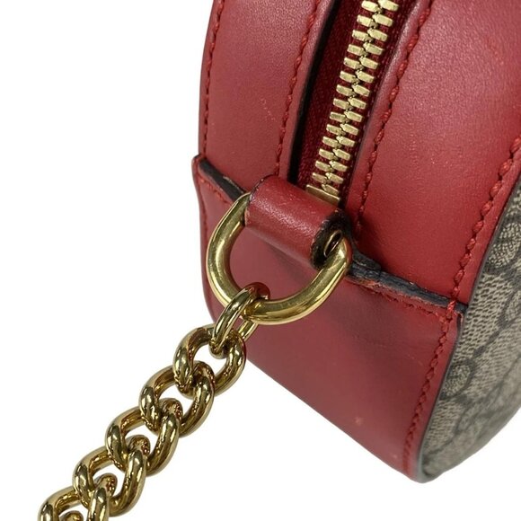 Auth GUCCI Holiday Collection GG Supreme Canvas Mini Chain Bag 409535 Beige Red - Picture 8 of 16
